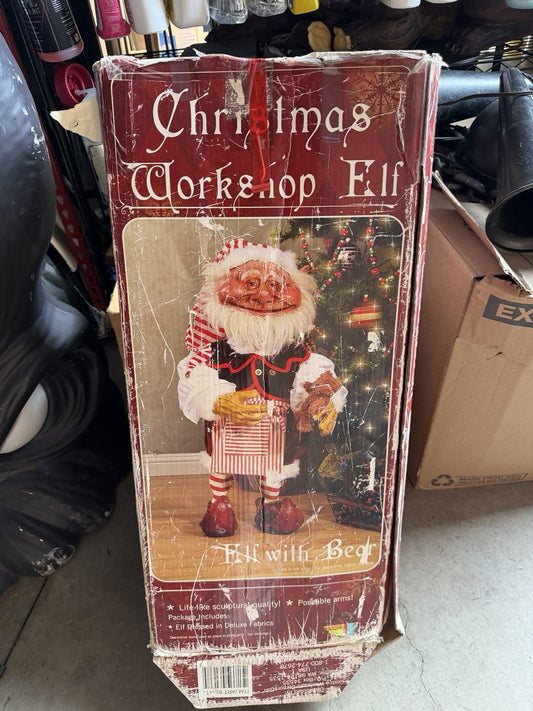 *RARE* Vintage Christmas Workshop Elf W/ Bear Statue Figure Mario Chiodo Studios