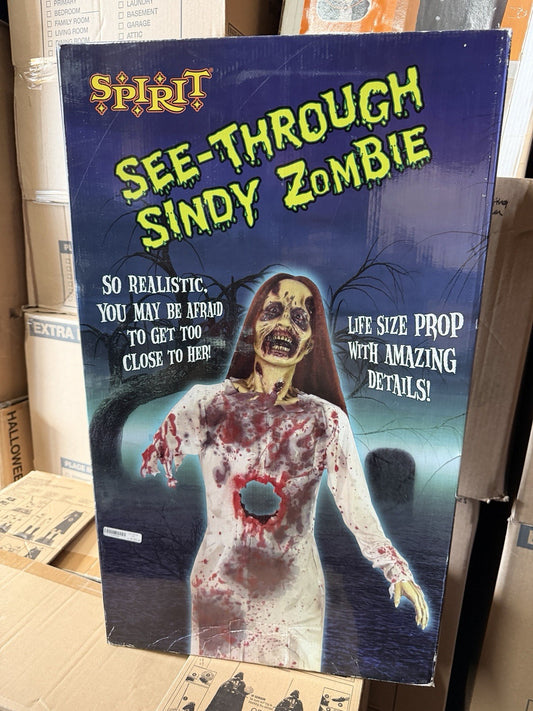 Spirit Halloween Animated Life Size Animatronic Prop See Through Sindy Zombie