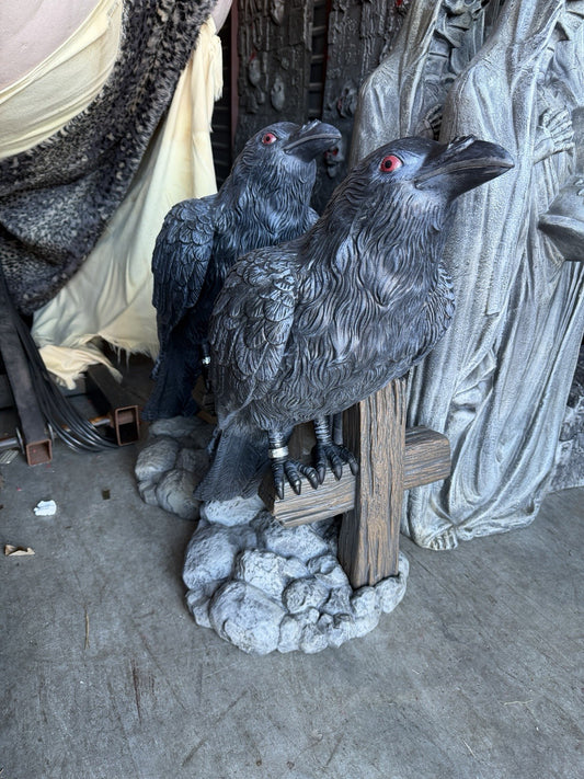 Crow Raven Cross Tombstone Home Accents Spirit Halloween Animated Animatronic